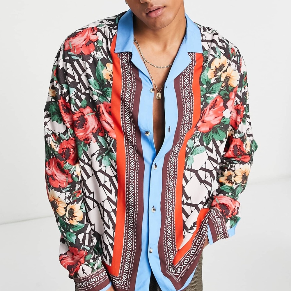 Floral Multicolor Men's Relaxed Button down